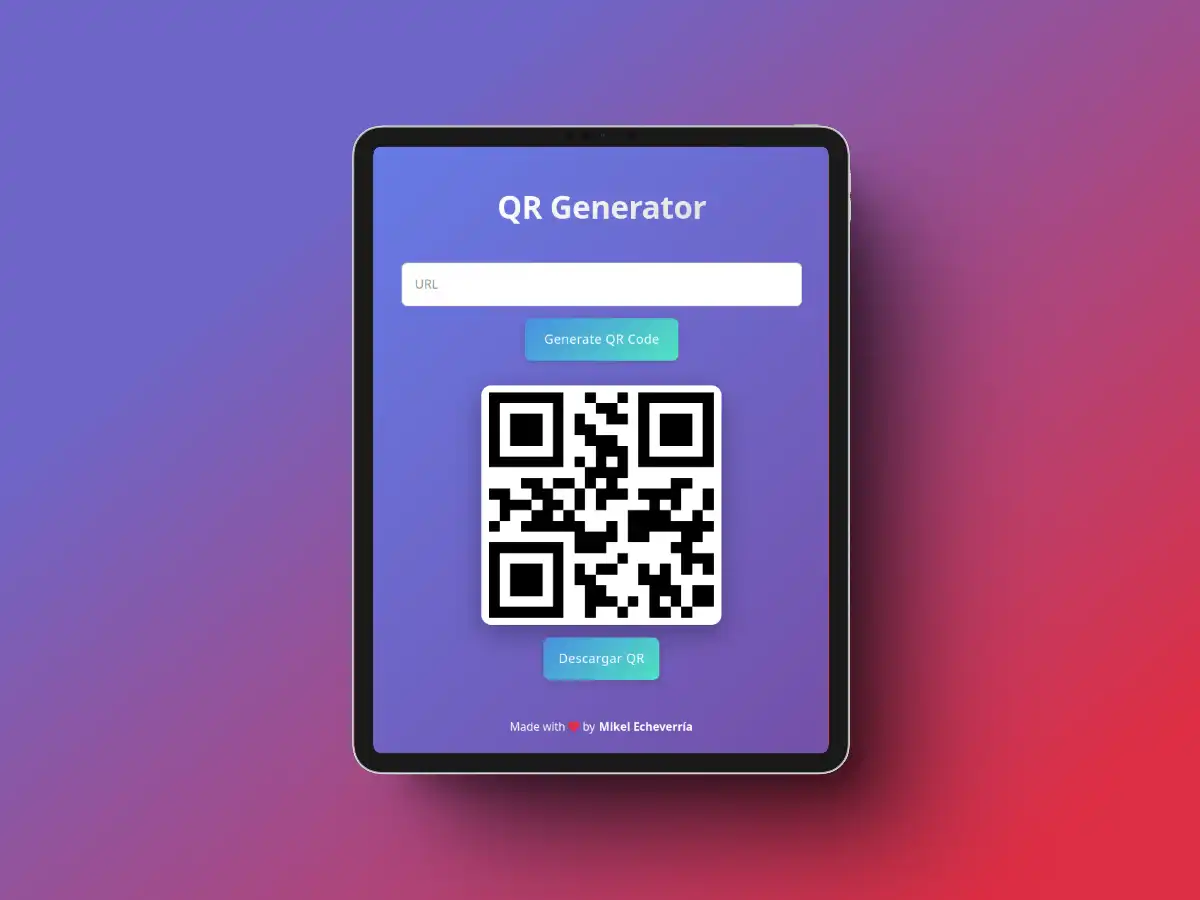 Captura de pantalla del proyecto Generador de Códigos QR