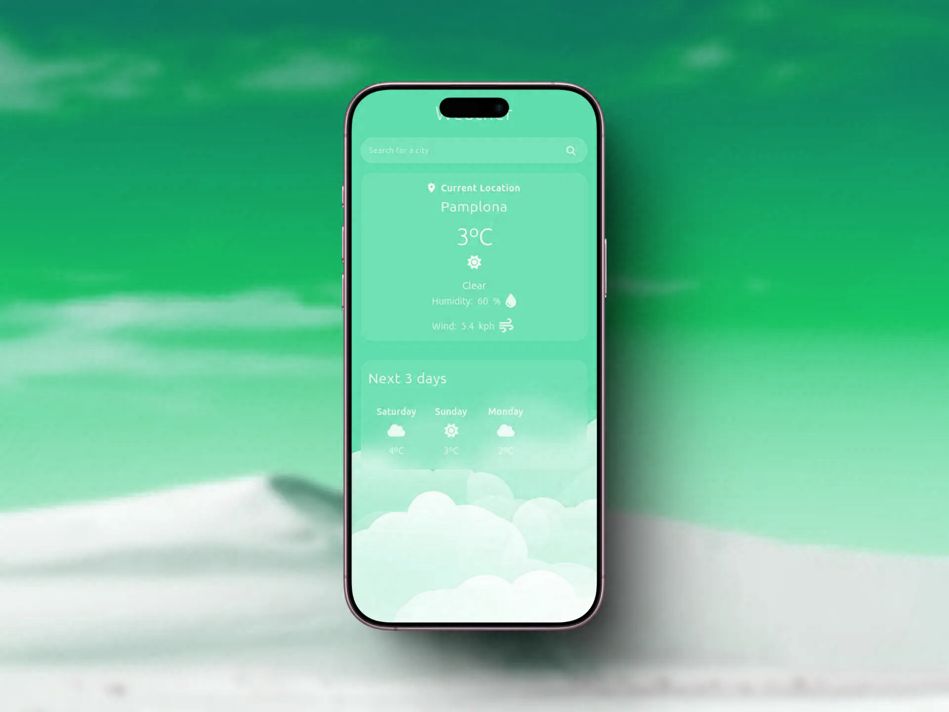 Captura de pantalla del proyecto Weather App